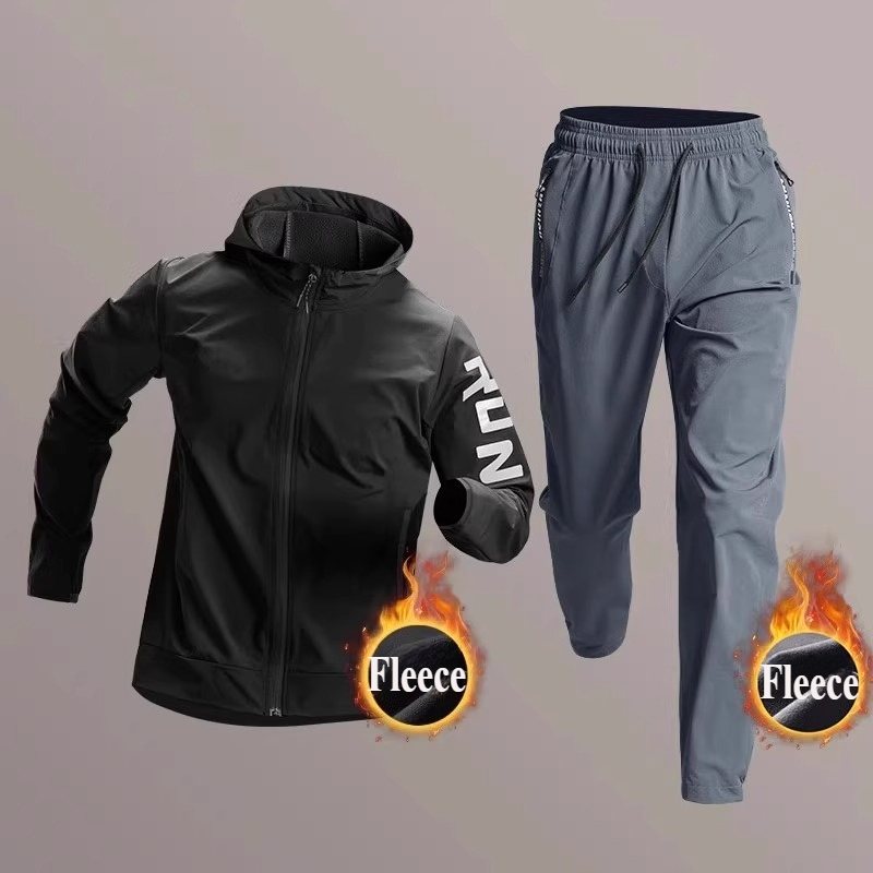 남성용 따뜻한 플리스 스포츠웨어 세트 (후드 트레이닝복 - Running Gear Outfit 리뷰 및 가격