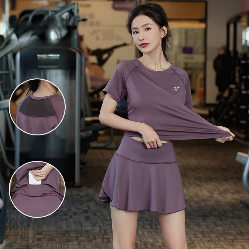 여성용 러닝복 반팔 메쉬 폰 포켓 주름 스커트 퀵 드라 - Running Gear For Your Phone 리뷰 및 가격